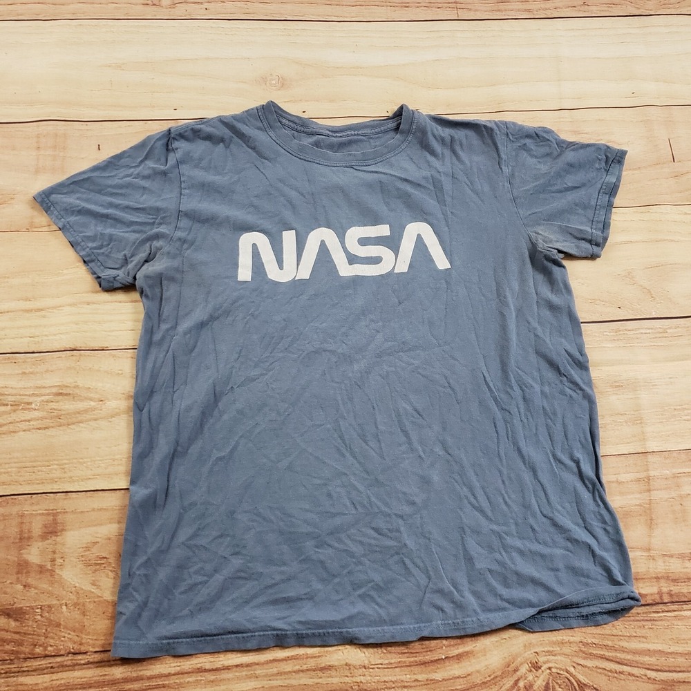Nasa‎ Shirt Mens Large Blue White Outdoor Space Lightweight Logo Adult L **